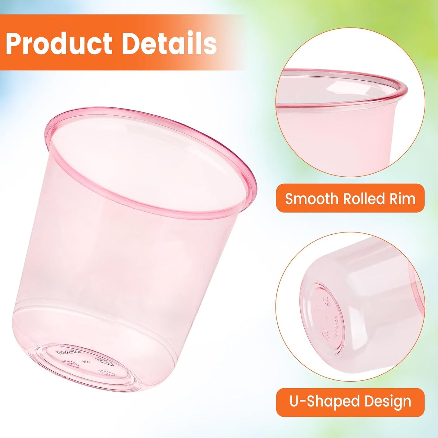 100 Pcs Pink Plastic Cups, 12 Oz Disposable Stemless Wine Glasses Cocktail Pink Party Cups for Meeting, Wedding, Christmas, Holiday Party