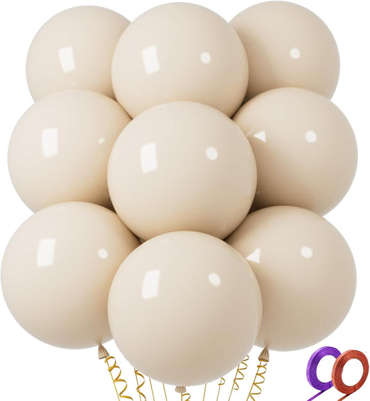 32Pcs Sand White Big Balloons 18 Inch, Round Large Latex Party Balloons for Birthday Wedding Decorations.(Sand White)