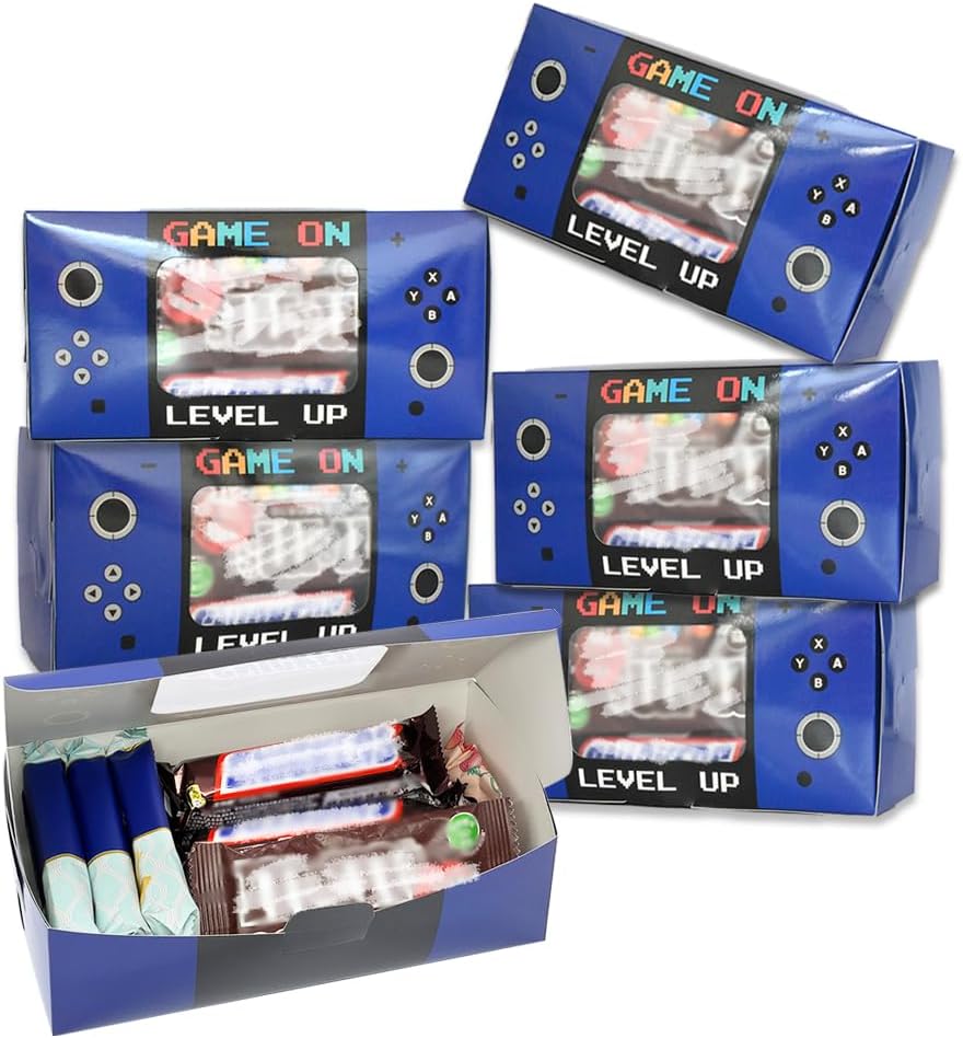 Shescrzionu Video Game Party Favors Boxes 12 PCS-Perfect Party Favor Boxes with Window,Game On Birthday Decorations Video Game Birthday Decorations,Game Bags,Video Game Gifts Aa06