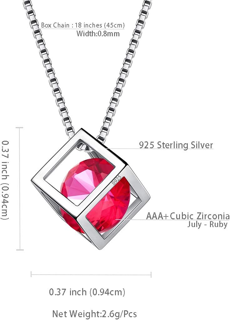 Aurora Tears Birthstone Necklace/Earring 925 Sterling Silver Women Cross/3D Cube/Cresent Moon Birth Stone Jewelry Mens Birthday Gift Anniversary Present