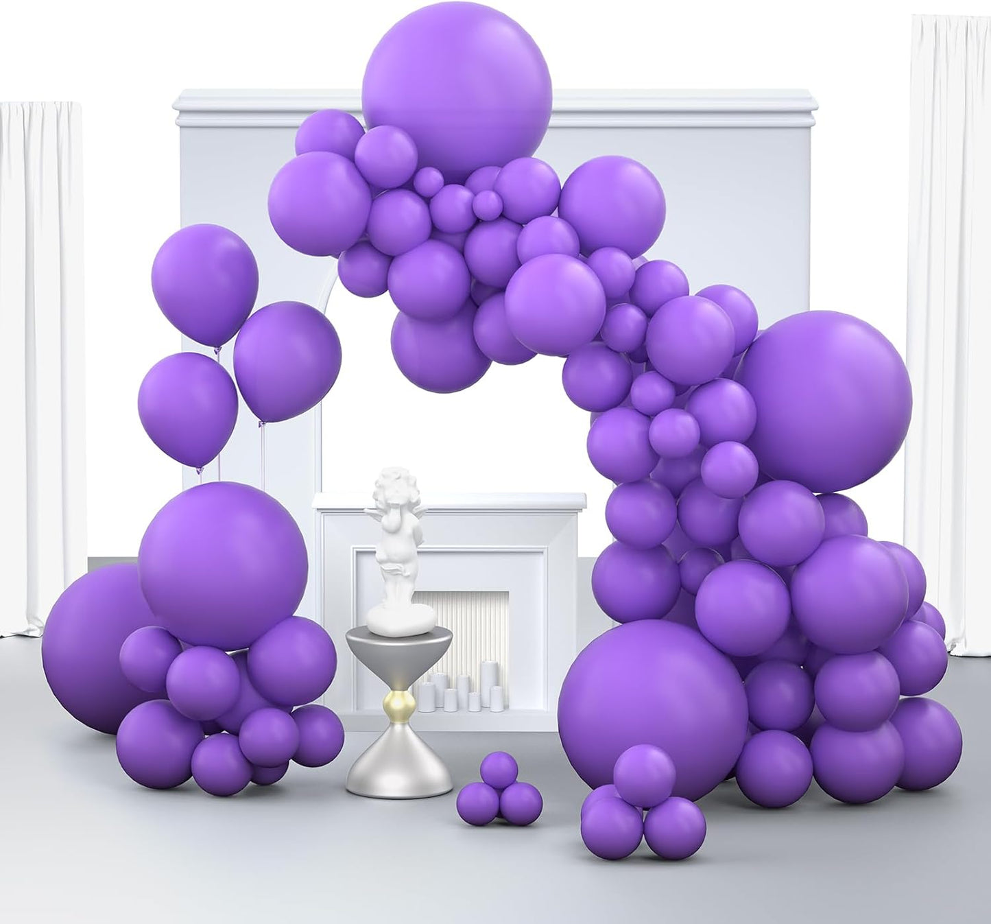 Purple Balloons, 150 pcs Different Sizes Pack of 18 Inch 12 Inch 10 Inch 5 Inch Lavender Lilac Balloon Arch Kit Garland for Graduation Baby Shower Halloween Birthday Party Decorations