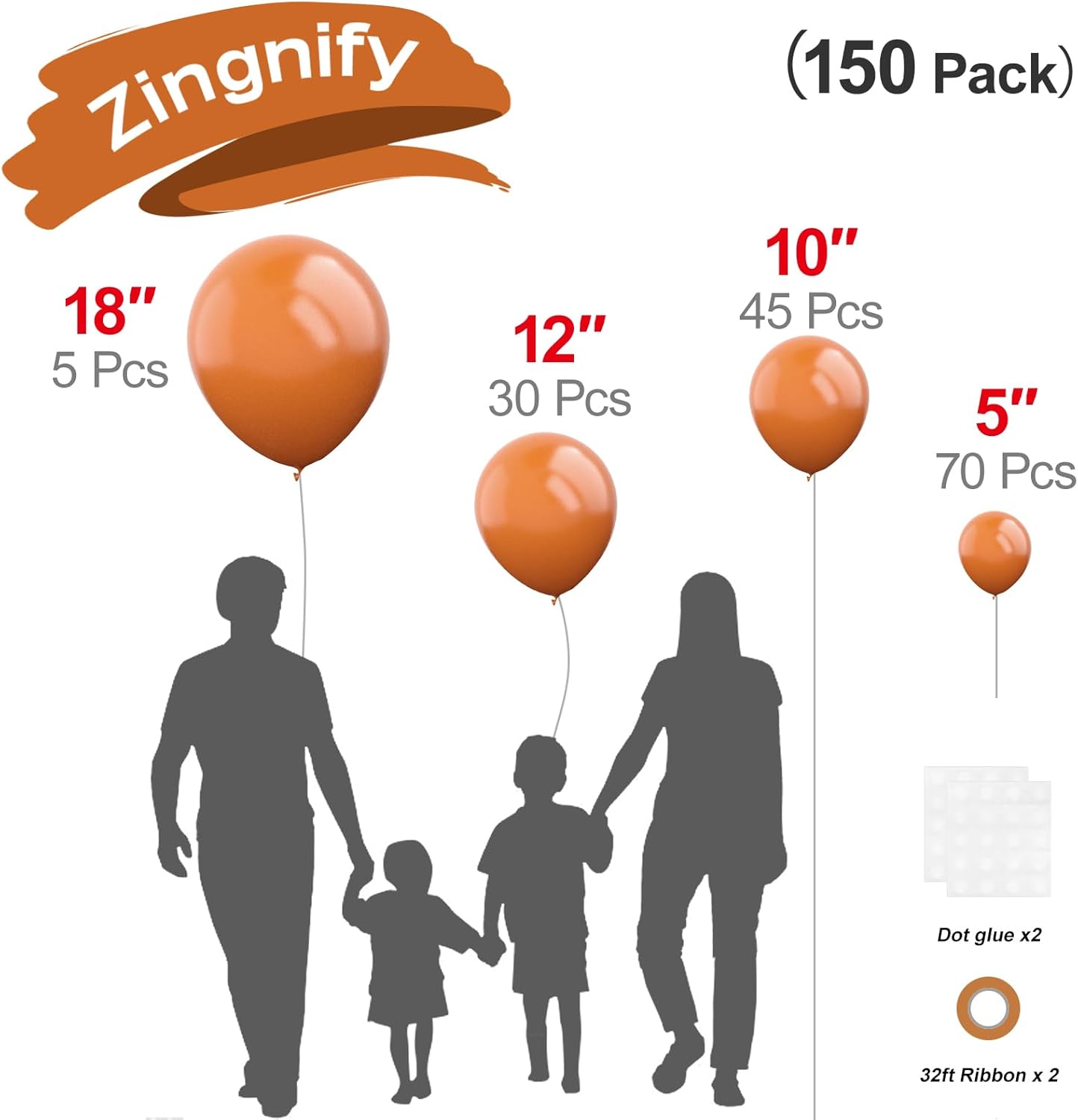 Burnt Orange Balloons, 150 pcs Different Sizes Pack of 18 Inch 12 Inch 10 Inch 5 Inch Terracotta Balloon Garland Arch Kit for Thanksgiving Halloween Fall Birthday Party Decorations