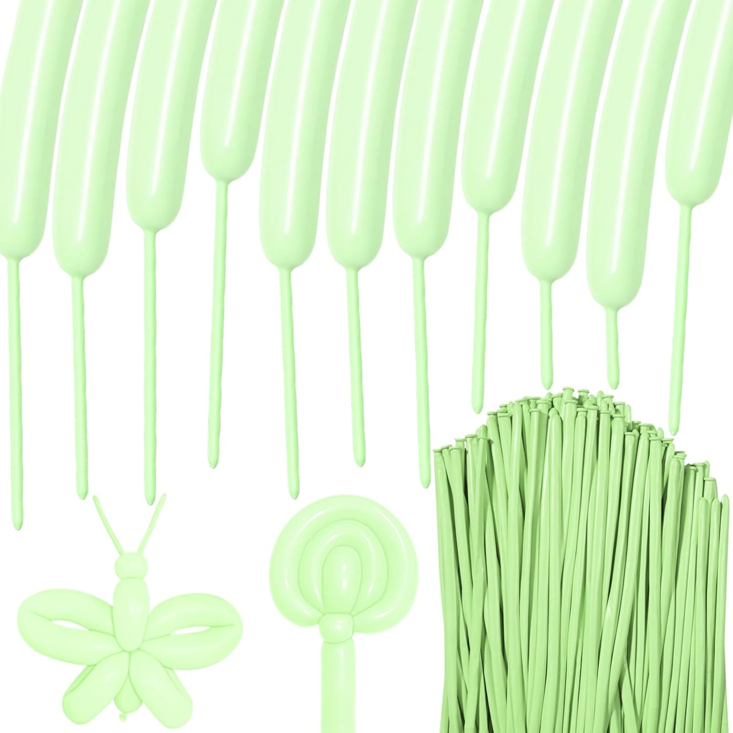100Pcs Pastel Green 260 Balloons, Long Balloon for Tying Balloon Arch, Long Skinny Balloons for Twisting Ballons Animal balloons Birthday Party Wedding Festival Decorations