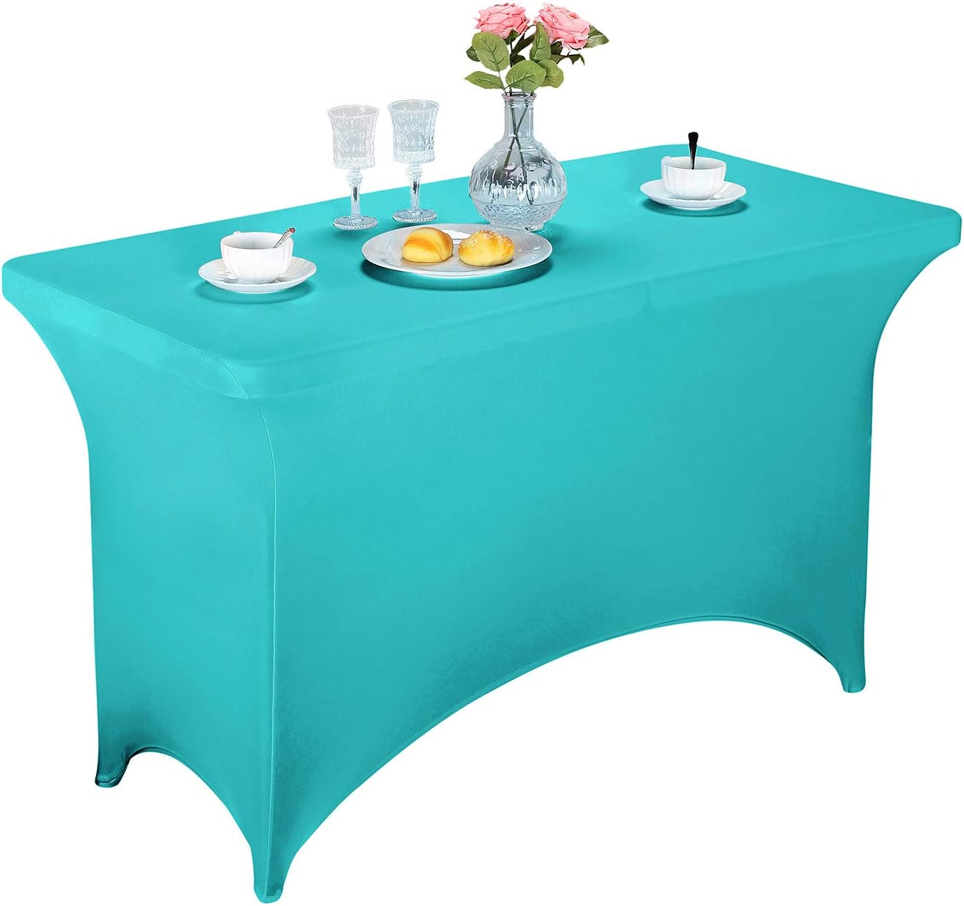 LZY Spandex Fitted Stretch Table Cover for 4ft or 6ft or 8ft Folding Table, Rectangular Cocktail Tablecloth, Perfect for Party or Banquet
