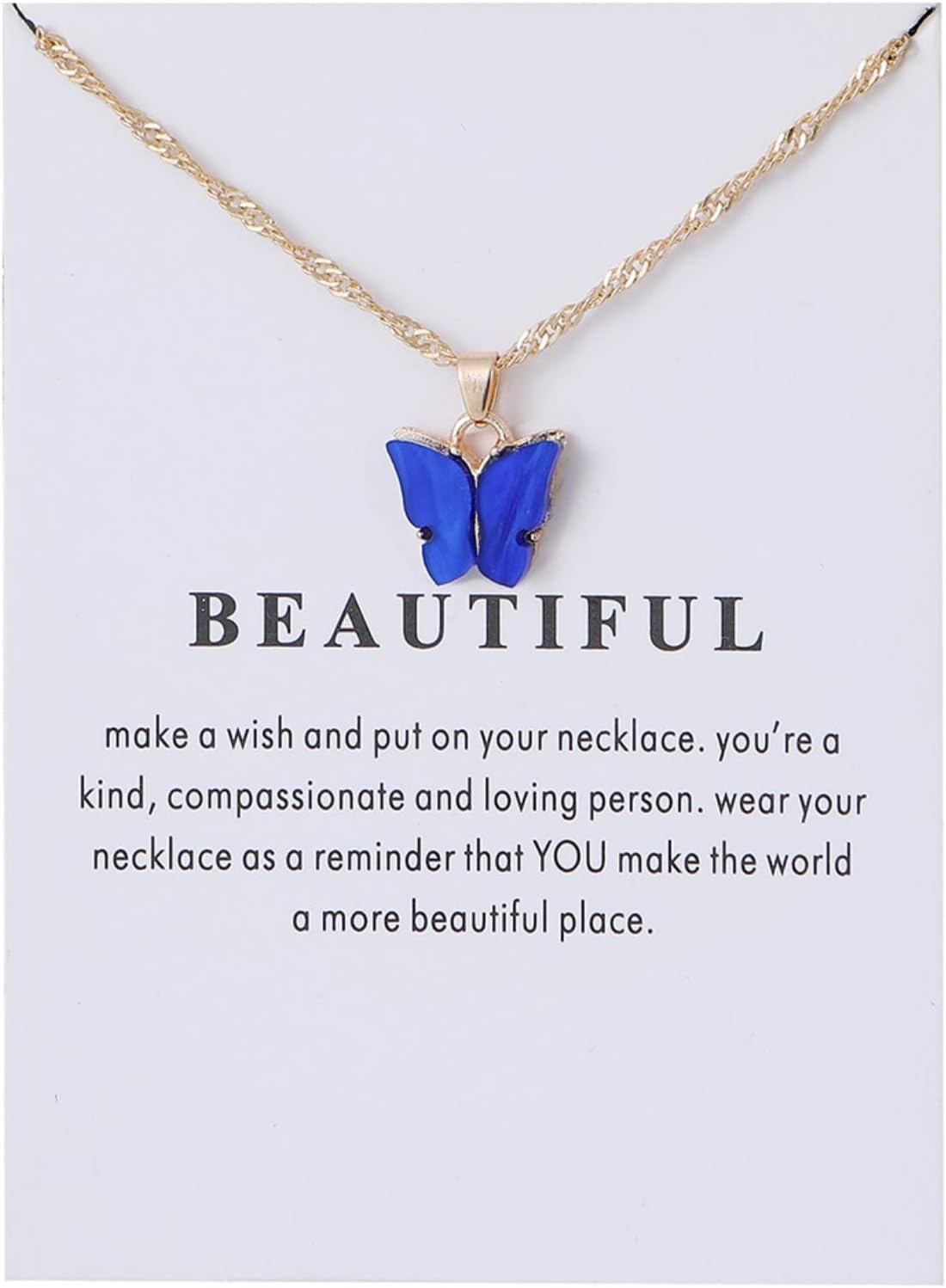 Rrdaily 9 Pcs Dainty Colorful Butterfly Pendant Necklace Set for Women,Bohemian Acrylic Butterfly Chain Necklace Cute Jewelry Gift