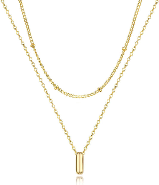 Bubble Letter Necklace Layered Initial Necklaces for Women Dainty Cute Choker Pendant Stack Jewelry Teen Gift Trendy Stuff