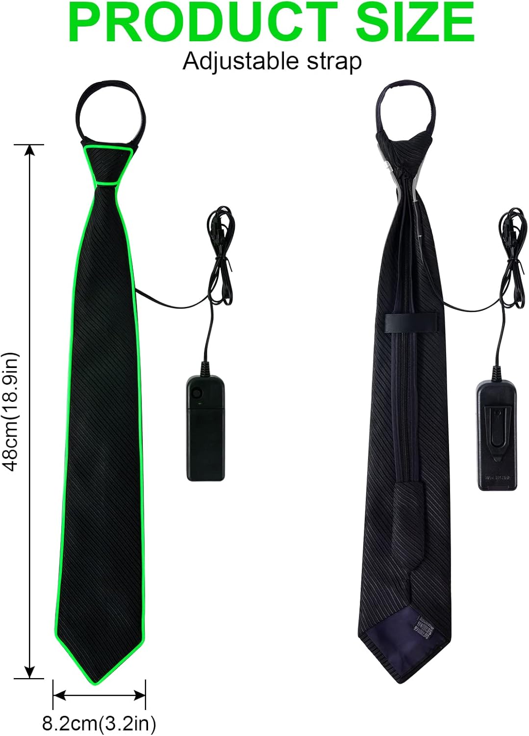 Ainiv Light Up Neckties Bowties Suspenders LED Party Supplies Glow in the Dark Adjustable for Women and Men Parties