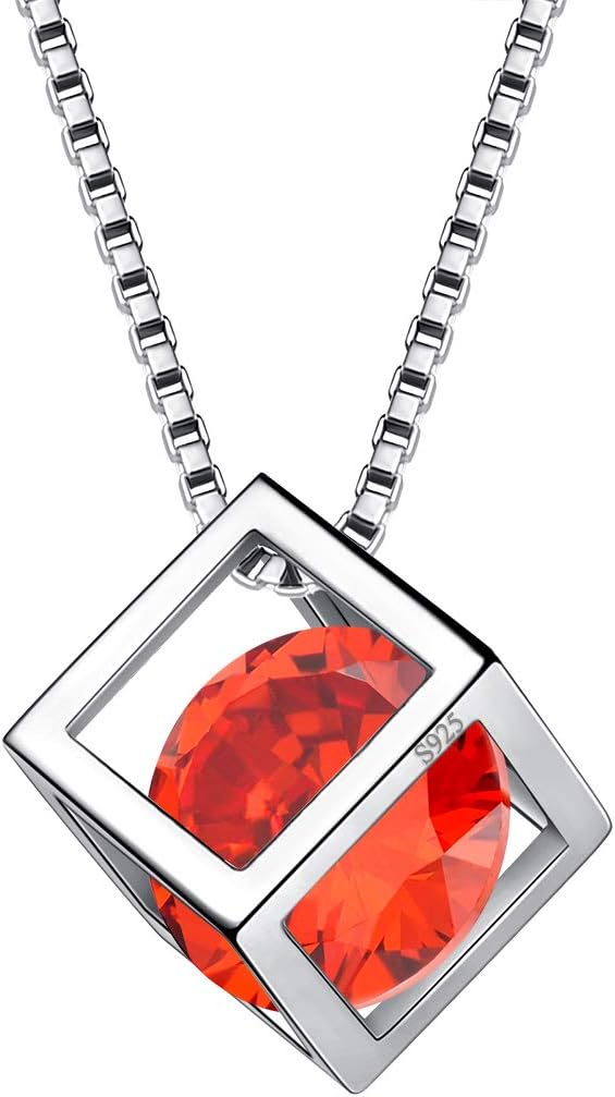 Aurora Tears Birthstone Necklace/Earring 925 Sterling Silver Women Cross/3D Cube/Cresent Moon Birth Stone Jewelry Mens Birthday Gift Anniversary Present