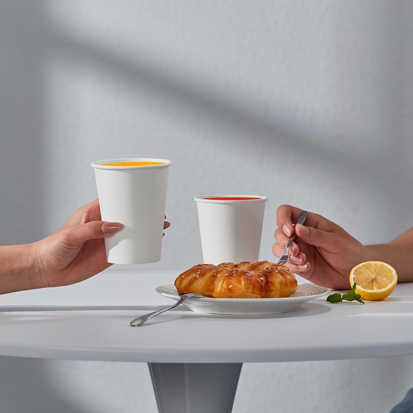 JOLLY PARTY 300 Pack 12 oz Disposable Paper Coffee Cup, Hot/Cold Beverage Drinking Cups for Water, Paper Coffee Cups, White Hot Coffee Cups