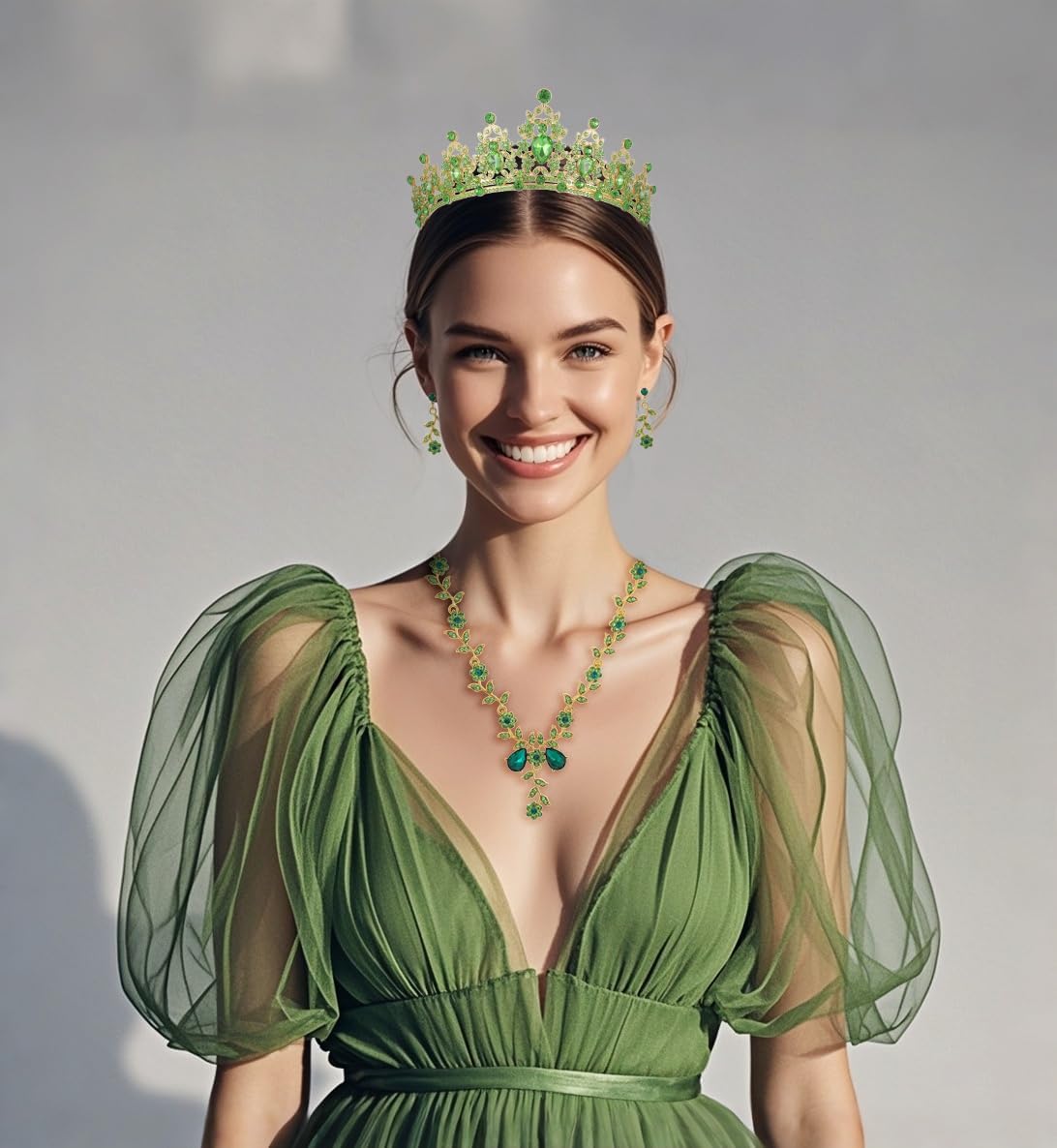 Kamirola Tiaras and Crowns for Women,Tiaras Earrings Necklace, Crystal Bridal Jewelry Set, Costume Party Halloween Prom Pageant Jewelry for Women(TR45)