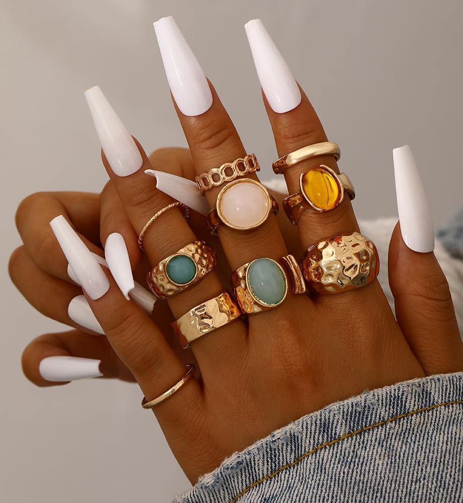 iF YOU 25 Pcs Gold Knuckle Ring Set for Women, Chunky Stackable Finger Midi Rings, Silver Simple Stacking Cute Rings Pack Trendy Stuff Jewelry Gift