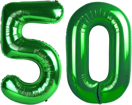 Green Number 50 Balloon 40 inch, 50th Green Birthday Decorations, 50 Year Old Women Men Party Supplies, St. Patrick's Day Games Theme Birthday Deco