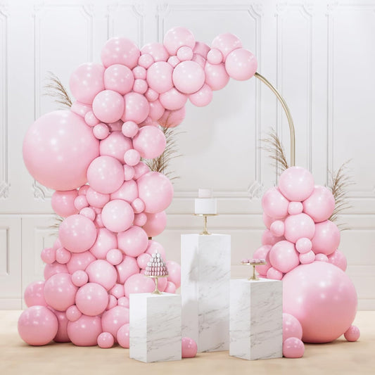 PartyWoo Light Pink Balloons 92 pcs Different Sizes of 18 12 10 5 Inch Pastel Baby Pale Pink Balloon Arch Kit Garland for Baby Shower Valentine's Day Princess Birthday Party Decorations Pink-Q05