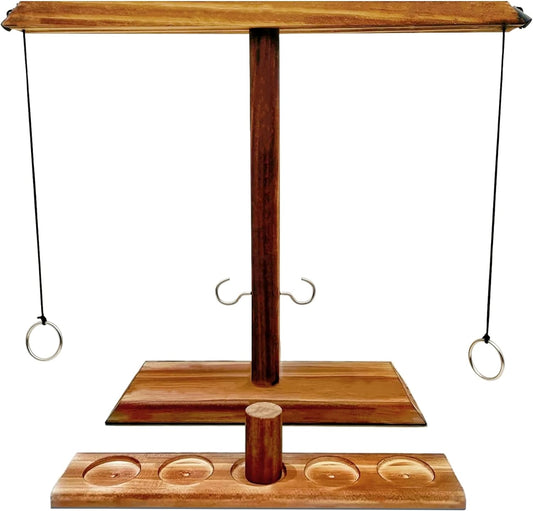 Hook and Ring Game with Shot Ladder, Ring Toss Game for Adults, Wooden Ring Hook Tossing Game Yard Games, Indoor Outdoor Games for Adults Party, Home, Patio