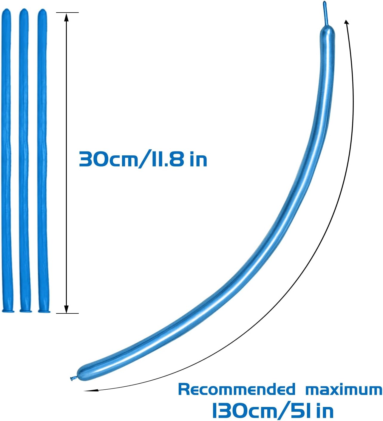 KAWKALSH 260 Metallic Blue Long Balloons for Balloon Garland Thickening Skinny Latex Twisting Animals Modeling Christmas Birthday Wedding Party Festival Decorations 100pcs