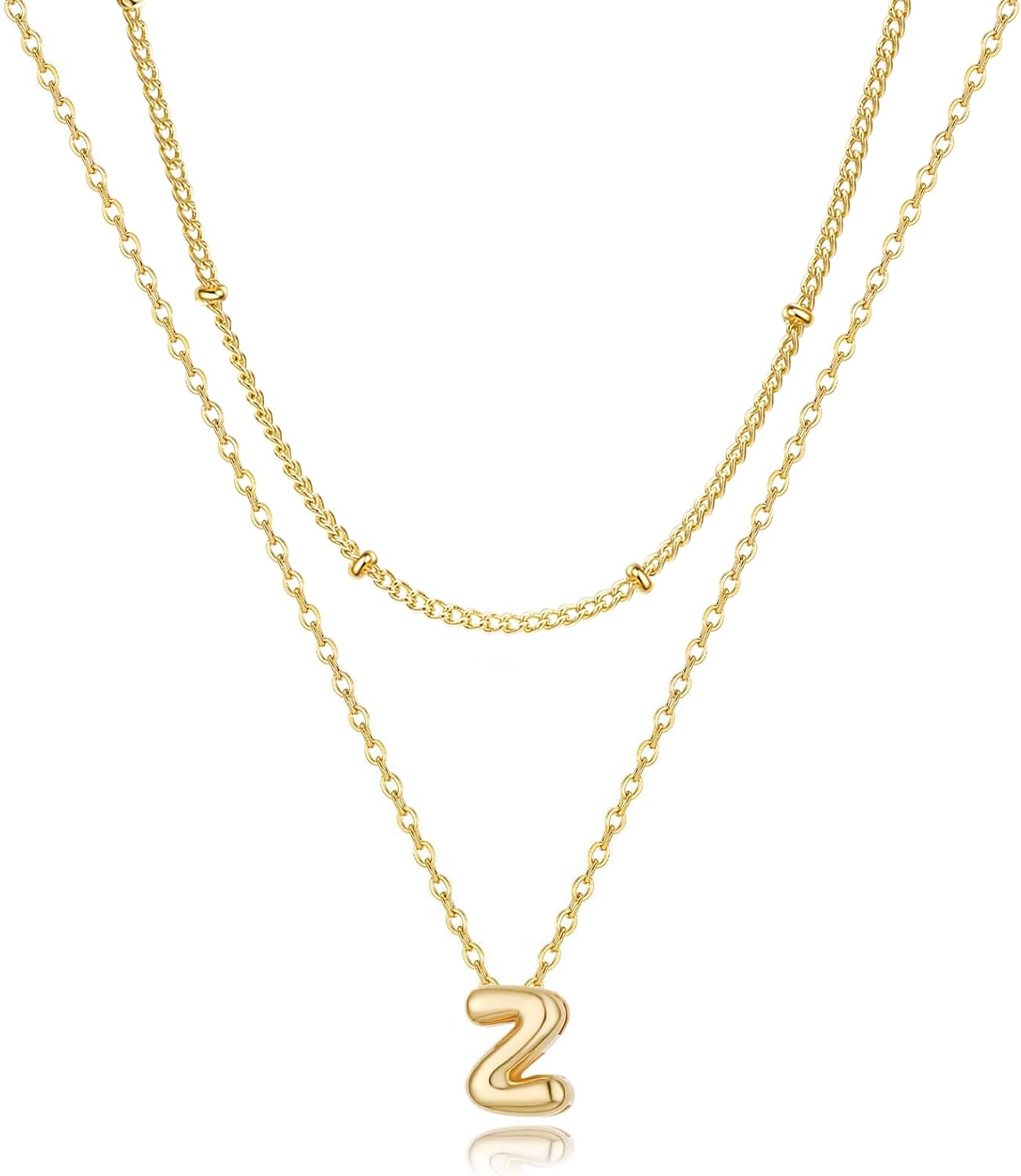 Bubble Letter Necklace Layered Initial Necklaces for Women Dainty Cute Choker Pendant Stack Jewelry Teen Gift Trendy Stuff