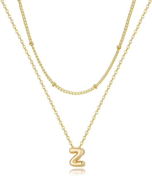 Bubble Letter Necklace Layered Initial Necklaces for Women Dainty Cute Choker Pendant Stack Jewelry Teen Gift Trendy Stuff