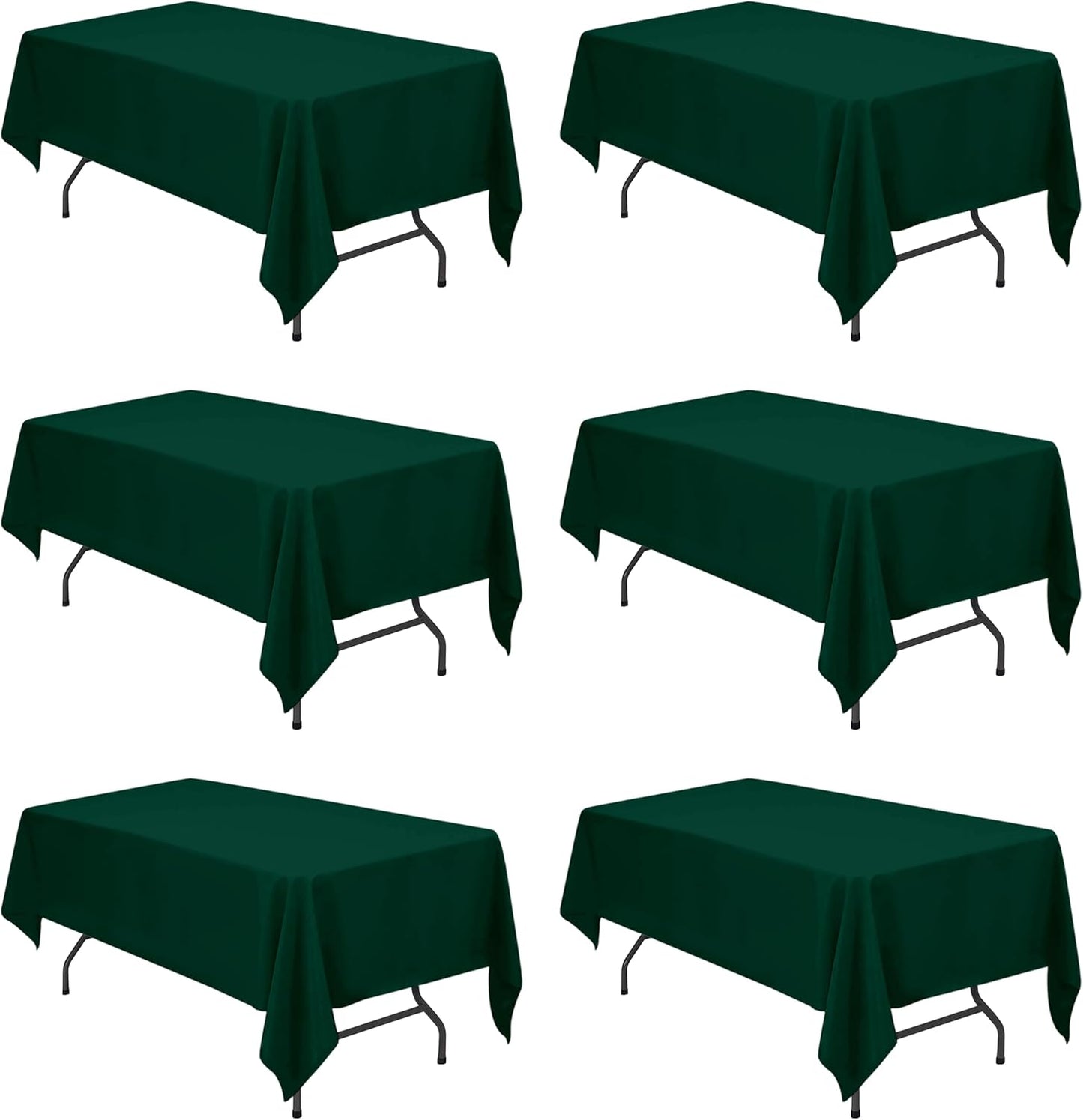 BRILLMAX 6 Pack Hunter Green Tablecloths for 6 Foot Rectangle Tables 60 x 102 Inch - 6ft Rectangular Bulk Linen Polyester Fabric Washable Cloth Cover for Wedding Reception Banquet Birthday Party