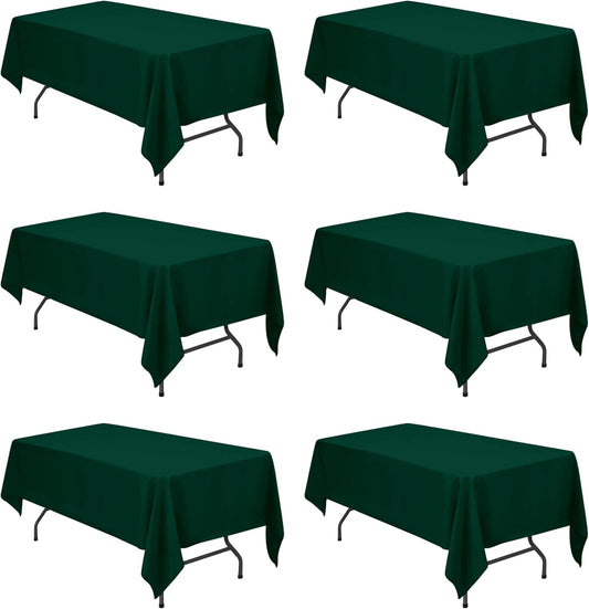 BRILLMAX 6 Pack Hunter Green Tablecloths for 6 Foot Rectangle Tables 60 x 102 Inch - 6ft Rectangular Bulk Linen Polyester Fabric Washable Cloth Cover for Wedding Reception Banquet Birthday Party