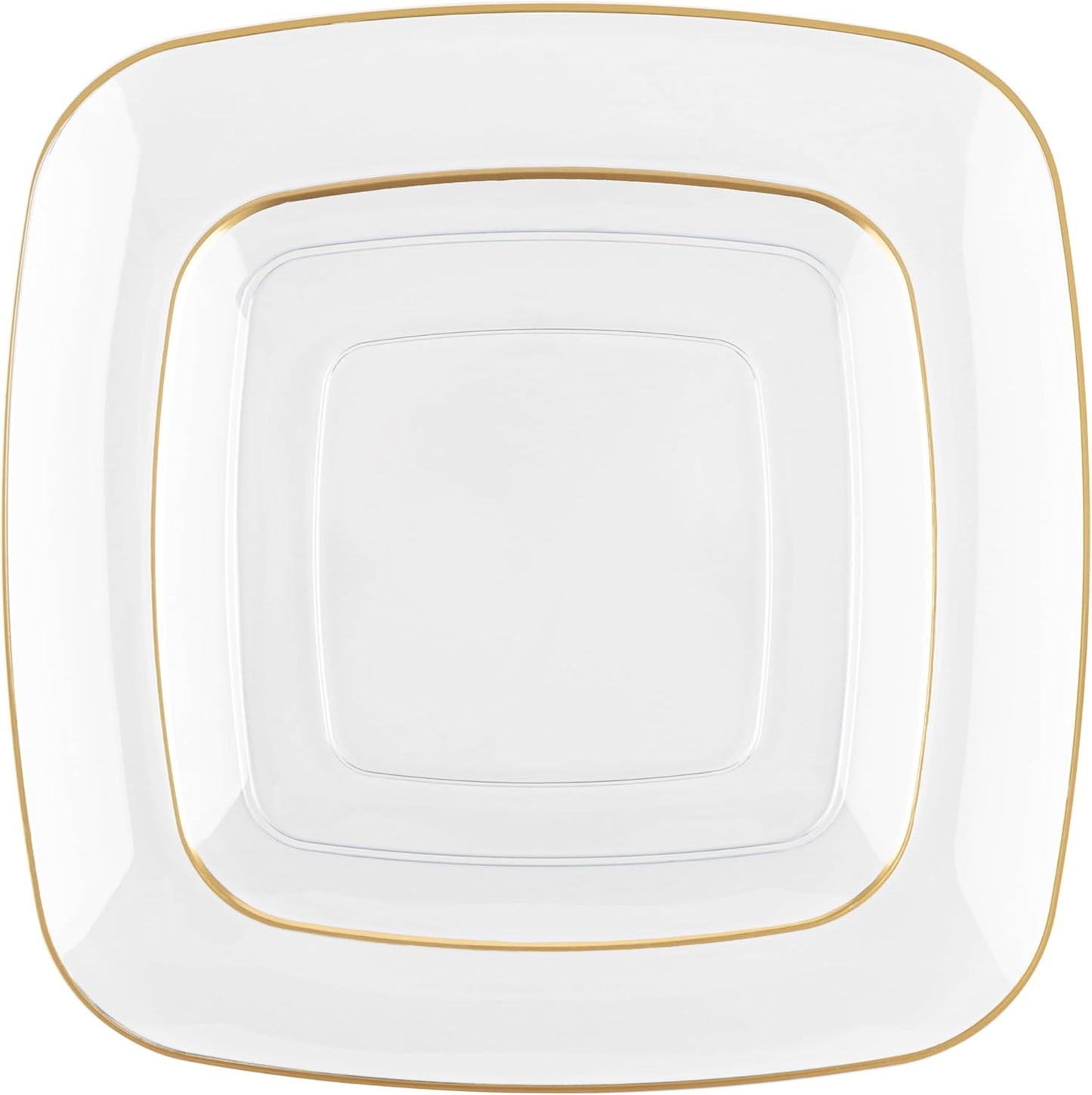 PLASTICPRO Square Clear Plastic Organic Design Party Plates includes 64 7.25'' & 64 10'' Premium heavyweight Elegant Disposable Tableware Dishes