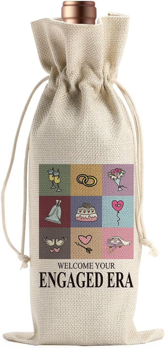 Engagement Wine Gift Bag Wedding Engaged Gifts for Newlyweds Couple Women Men Bridal Shower Gifts for Bride and Groom Pairs Well with Wedding Planning Welcome Your Engaged Era Wine Bags