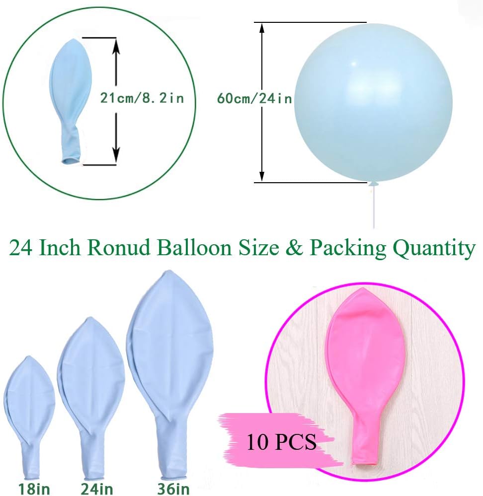 24 Inch Latex Round Balloons 10 Pack Pink Thick Giant Balloons for Photo Shoot Wedding Baby Shower Birthday Party Decorations by IN-JOOYAA