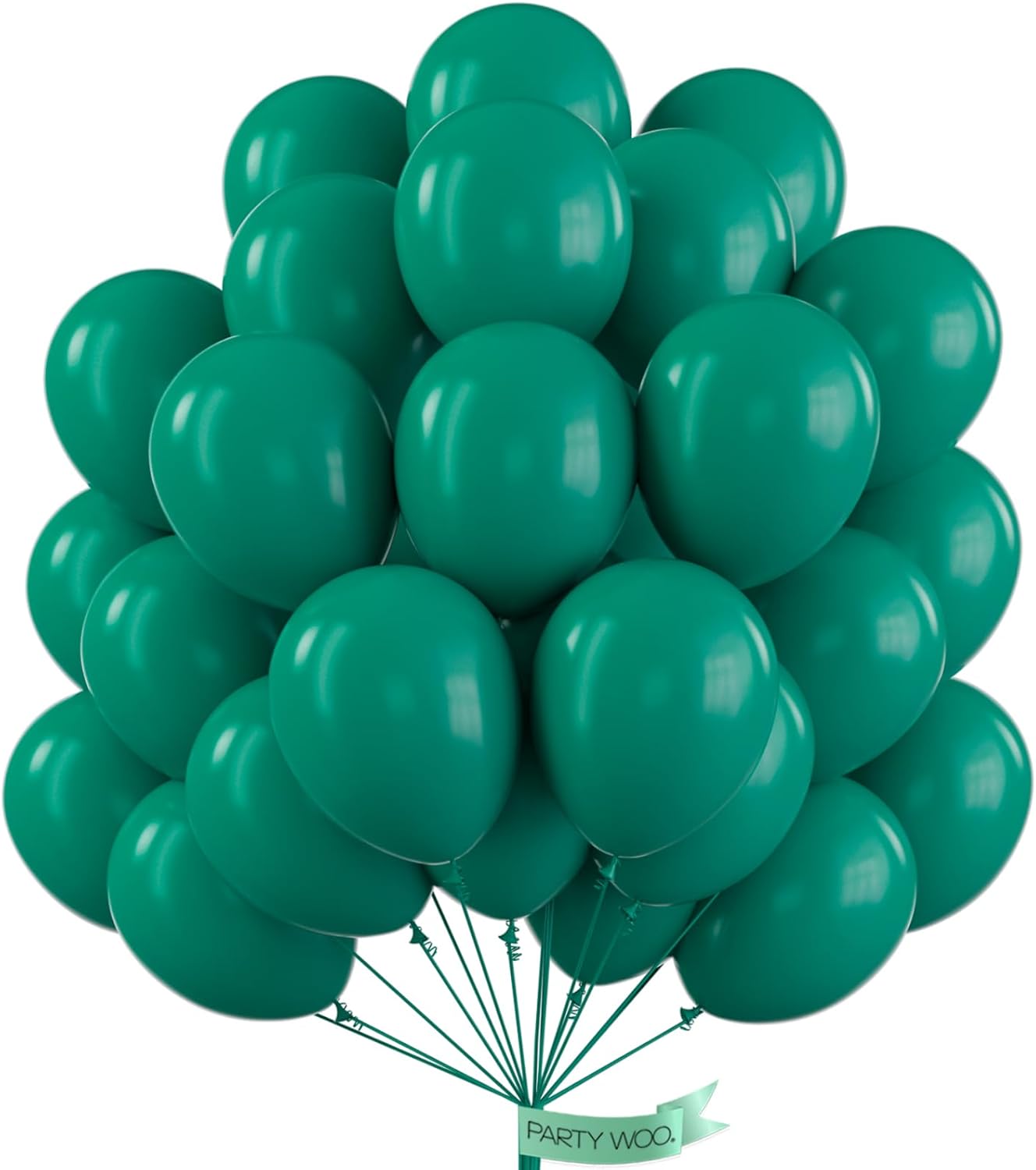 PartyWoo Dark Green Balloons 50pcs 12 Inch Emerald Hunter Forest Green Boho Neutral Balloons for Birthday Baby Shower Graduation Wedding Dinosaur Jungle Football Baseball Party Decorations Green-F14