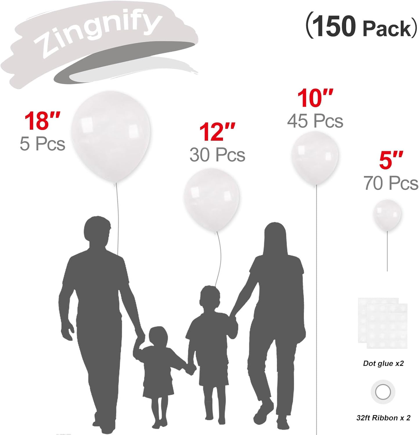 Clear Balloons, 150 pcs Different Sizes Pack of 18 Inch 12 Inch 10 Inch 5 Inch Transparent Bubble Balloons for Balloon Garland Balloon Arch as Birthday Party Wedding Decorations