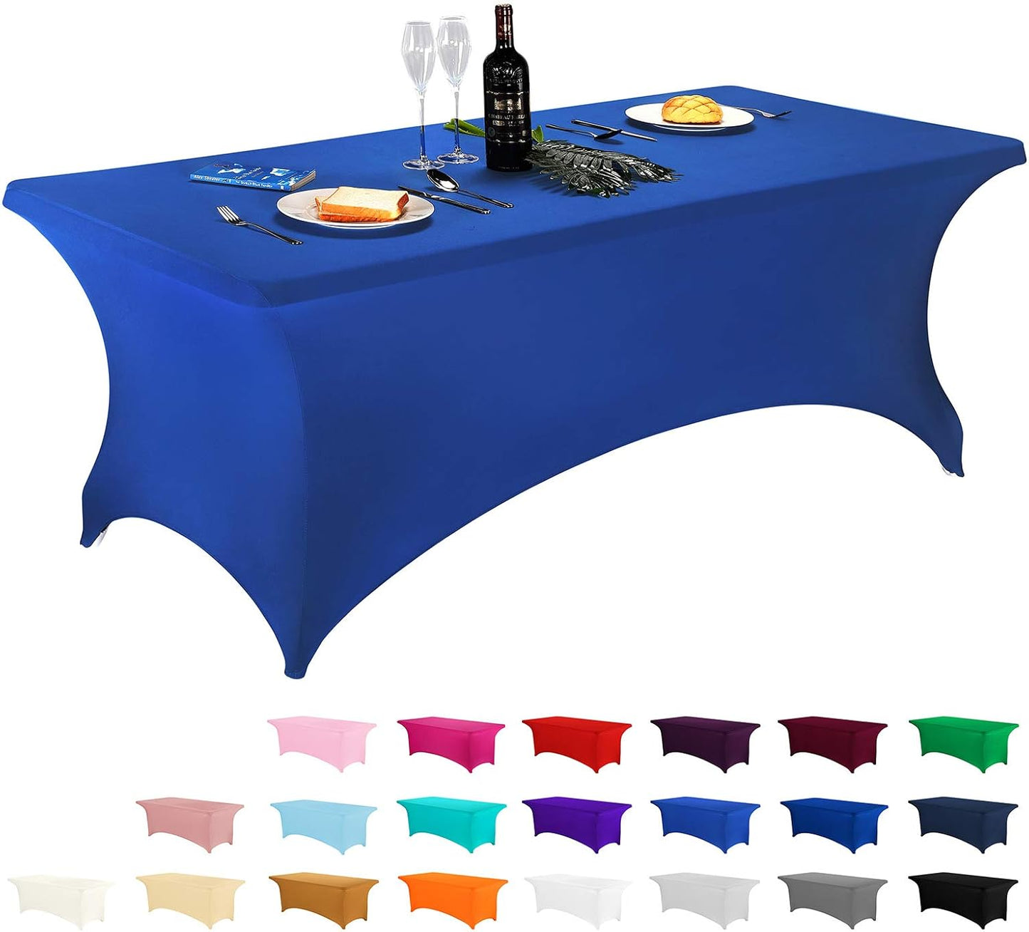 LZY Spandex Fitted Stretch Table Cover for 6 ft or 4ft or 8ft Folding Table, Rectangular Cocktail Tablecloth, Perfect for Party or Banquet