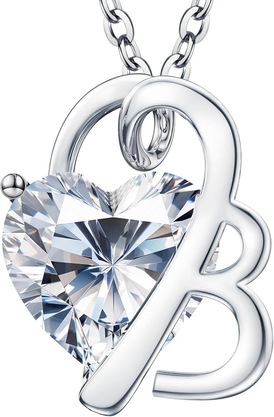 ForeverLove Heart Necklaces for Women, 4-2 Carats Heartshap Moissanite, Silver Pendant Jewelry, Anniversary Birthday Gifts for Wife, Girlfriend, Daughter, Mom