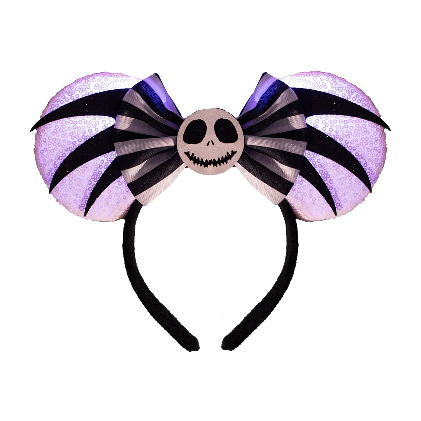 LED Mouse Ear Halloween Light Up Headband, Flash Glowing Hair Bow Party Decoration Headwear Hair Accessories for Women Girls