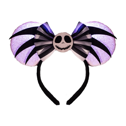 LED Mouse Ear Halloween Light Up Headband, Flash Glowing Hair Bow Party Decoration Headwear Hair Accessories for Women Girls