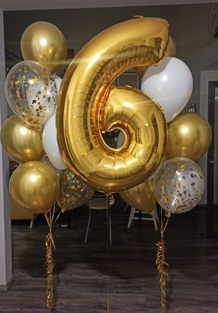 Gold Number 5 Balloon 40 Inch, 5th Birthday Party Decorations for Children, Giant 5 Foil Balloon for Party Supplies