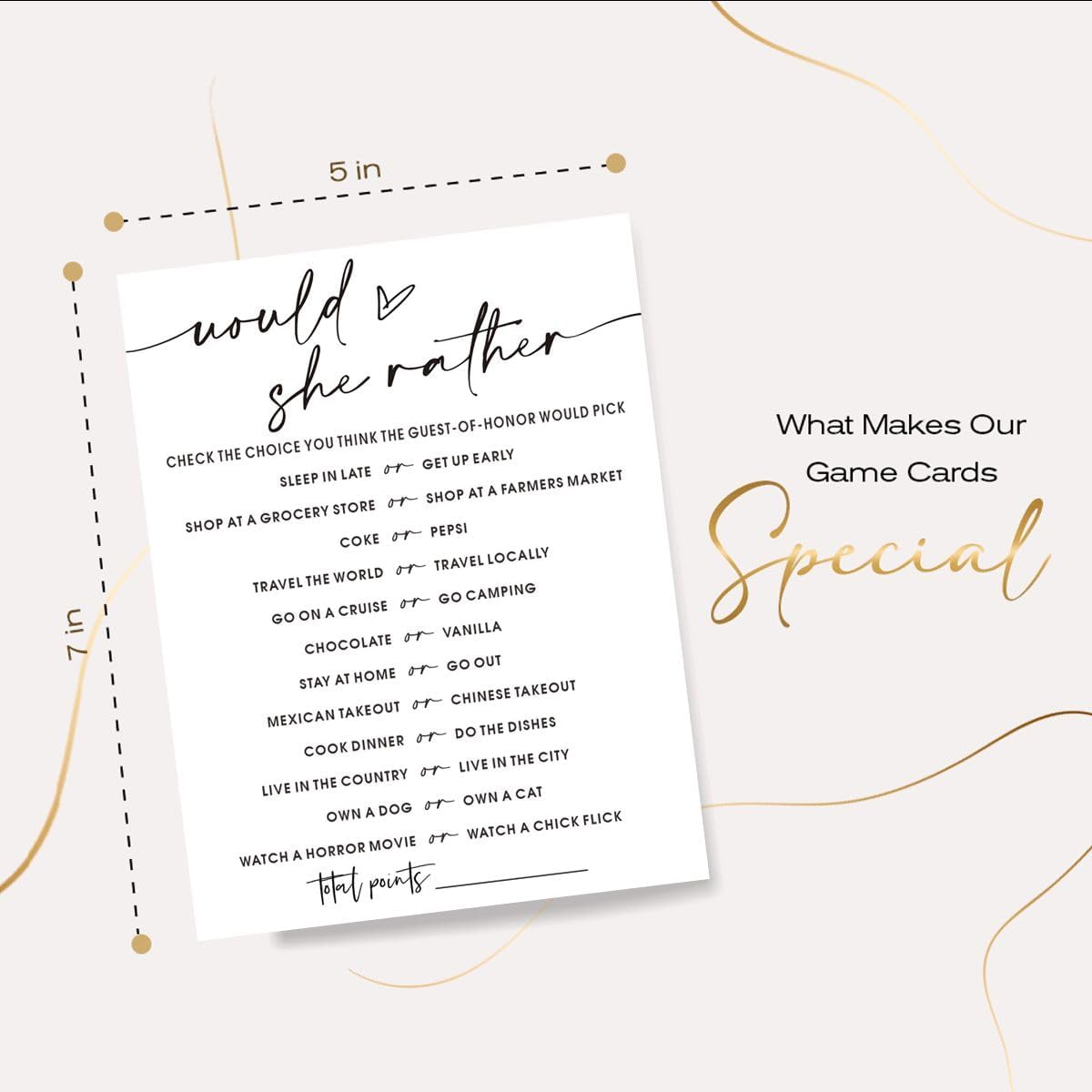 Wedding Shower Games Cards, Would She Rather Bridal Shower Game for 25 Guests, Engagement Party Wedding Games for Guests, Minimalist White Wedding Party Supplies - A11