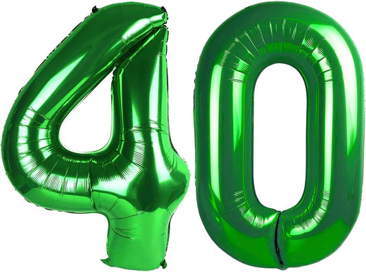 Green Number 40 Balloon 40 inch, 40th Green Birthday Decorations, 40 Year Old Women Men Party Supplies, St. Patrick's Day Games Theme Birthday Deco