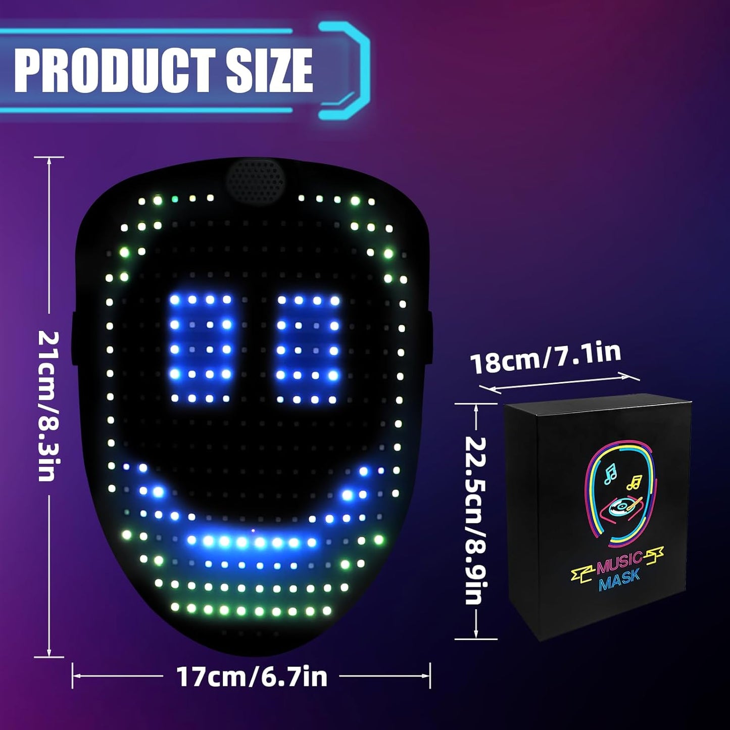 Led Mask Lighted Up Mask - Led Masks with Gesture Sensing Costume for Halloween Costume Cosplay Party Cool Gifts