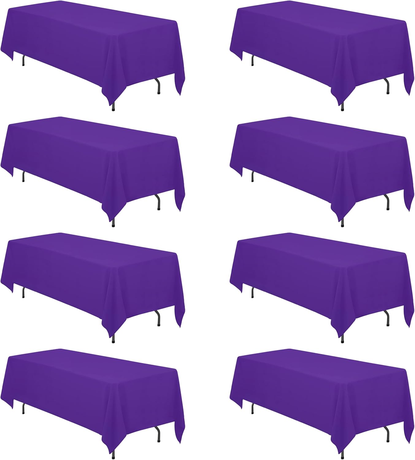 BRILLMAX 8 Pack Purple Tablecloths 70 x 120 Inch for 6ft or 8ft Rectangle Tables - Rectangular Bulk Linen Polyester Fabric Washable Cloth Cover for Wedding Reception Banquet Birthday Party