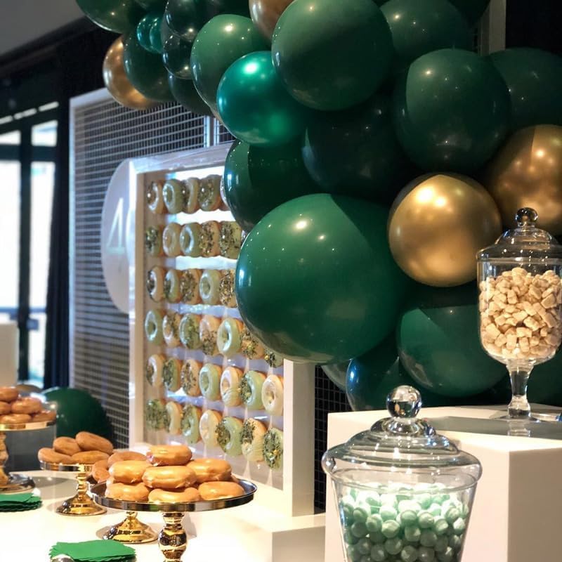 Green and Gold Balloons, 75PCS Dark Green and Metallic Gold Balloons of 12in and 5in Green Gold Party Decorations for Birthday,St.Patrick's Day,Graduation,Jungle Party