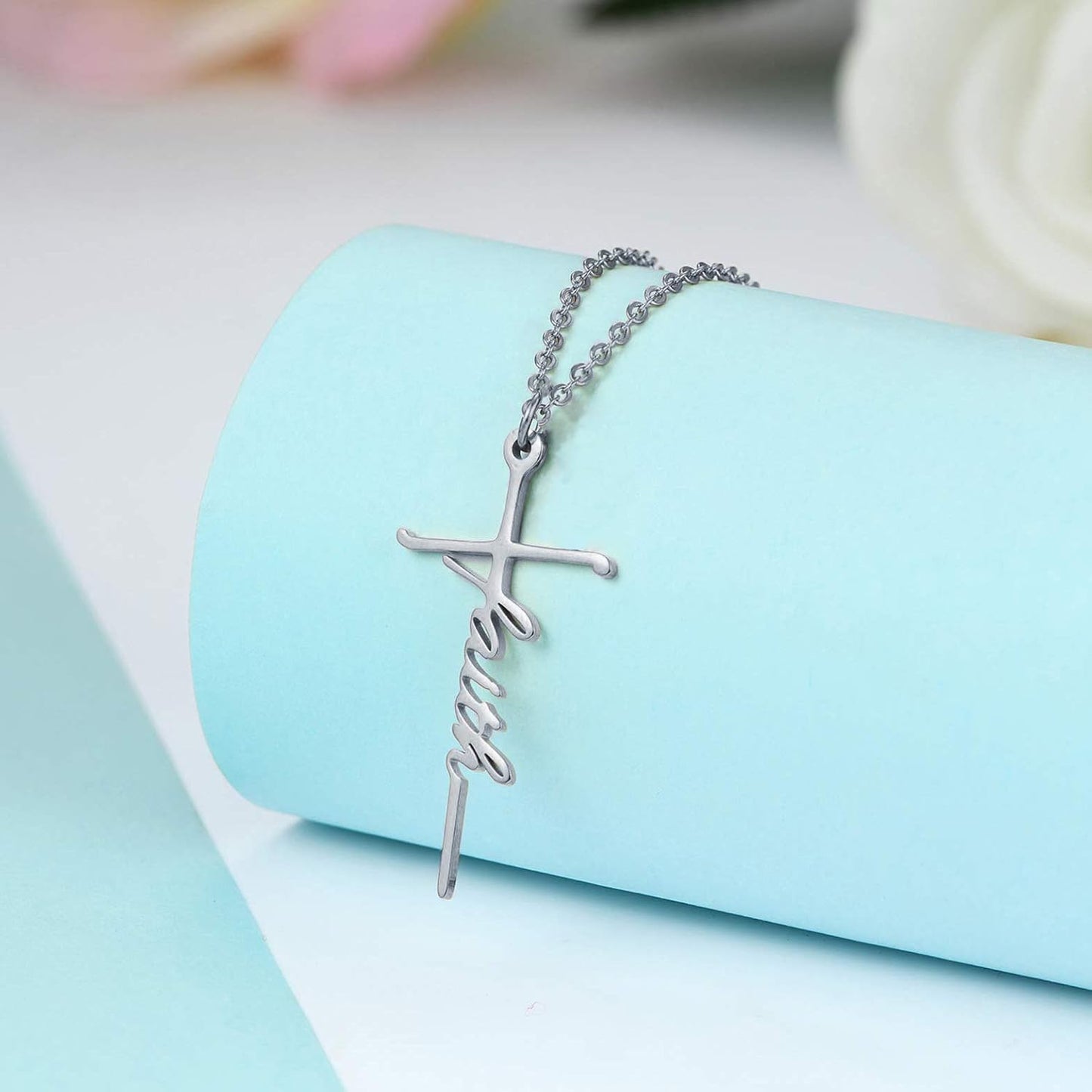 Lcherry Faith Cross Pendant Necklace for Women Religious Christian Jewelry Mother's Day Gifts for Women