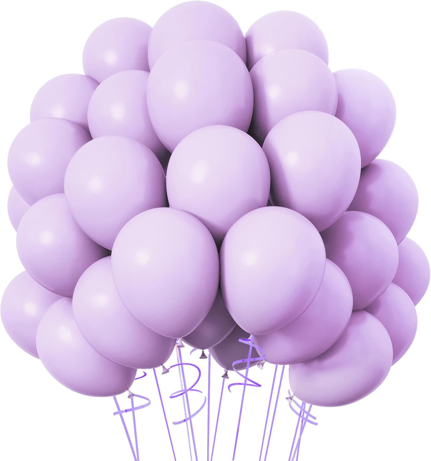 RUBFAC 120pcs Pastel Purple Latex Balloons 12 Inch Lavender Matte Light Purple Balloons for Birthday Baby Shower Graduation Anniversary Wedding Party Supplies Garland Arch Decoration