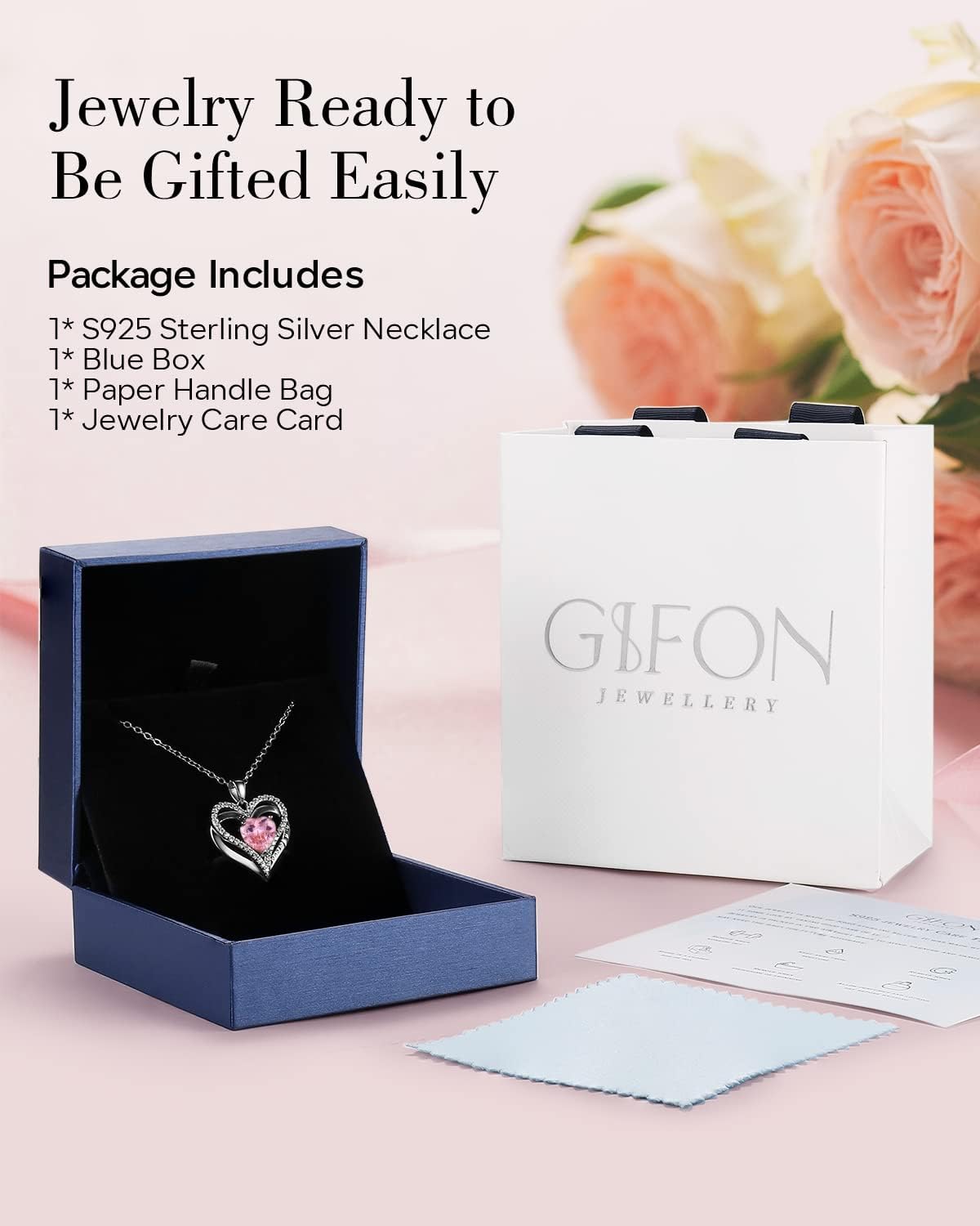 S925 Sterling Silver Necklace for Women, Wife Jewelry Rose Gold, Mom Birthday Valentines Mothers Day Gifts, Girlfriend Necklaces, Daughter Heart Jewel, Anniversary for Her