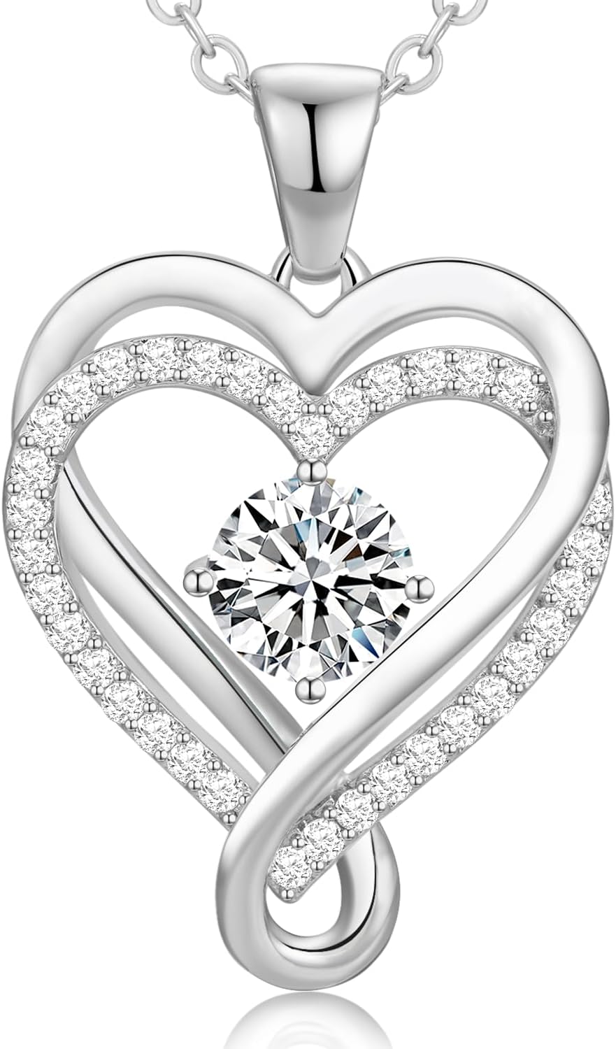 18K Rose Gold Infinity Love Heart Birthstone Necklace for Women Wife, Anniversary for Women Wife Birthday Gift for Her Girlfriend Mom Daughters, I Love You Women's Jewelry S925 Sterling Silver