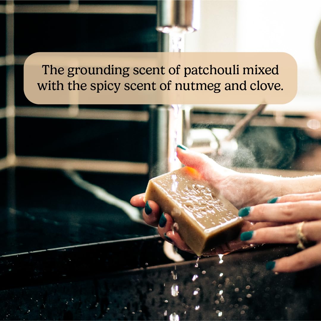 Pacha Soap Co. Dirty Hippie Bar Soap - Patchouli, Nutmeg, & Clove Scented Exfoliating Oat Body and Face Cleanser Bar Soap, Hydrating & Moisturizing Total Body Wash, Handcrafted Made in the USA, 3-Pack