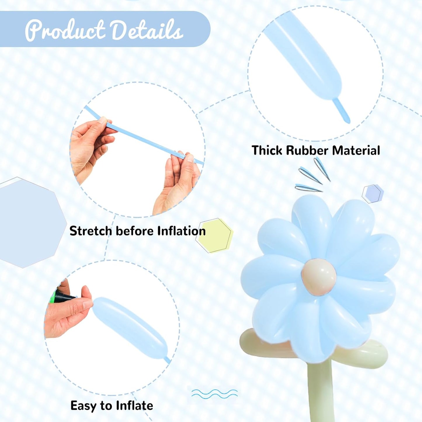 100Pcs Pastel Blue 260 Balloons, Skinny Long Balloon for Tying Balloon Arch, Twisting Ballons Animal Balloons Birthday Party Wedding Festival Decorations