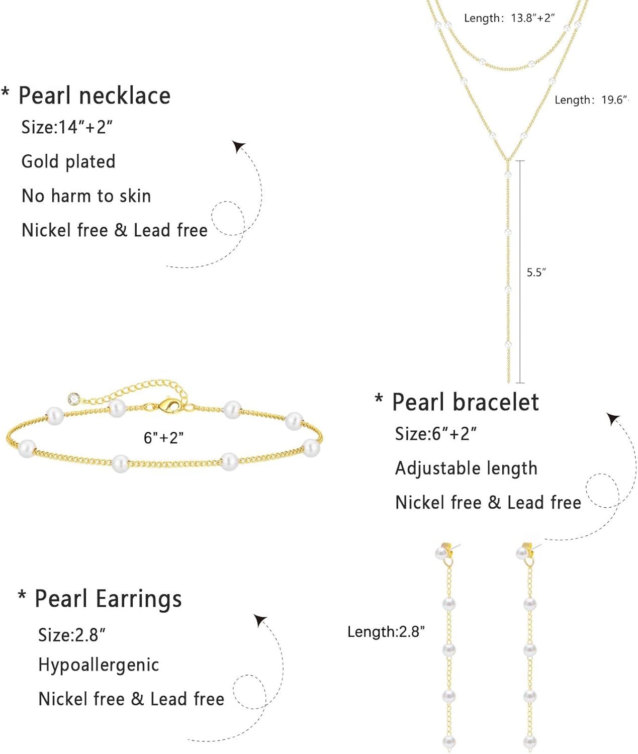 Lariat Gold Necklace for Women, Dainty Long Necklace 14k Gold Plated/Silver Y-Shaped Layered Beaded Chain Drop Necklaces for Women Trendy Simple Gold Jewelry for Women Gifts