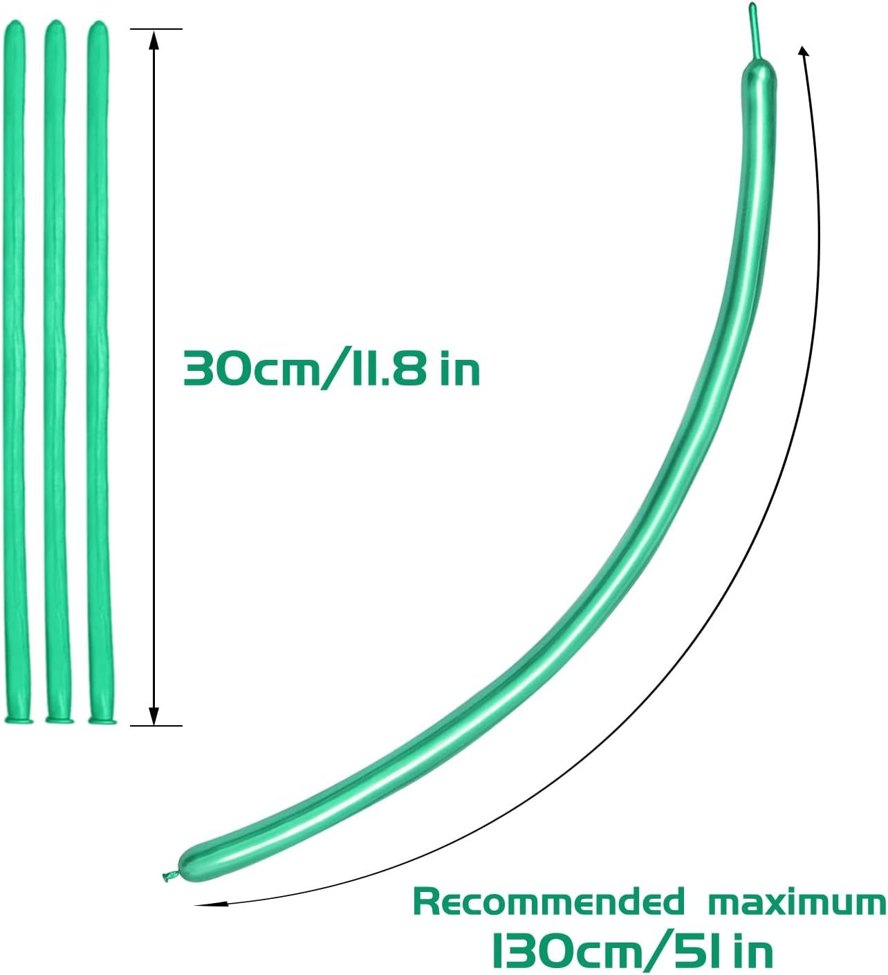 KAWKALSH 260 Metallic Green Long Balloons for Balloon Garland Thickening Skinny Latex Twisting Animals Modeling Christmas Birthday Wedding Party Festival Decorations 100pcs
