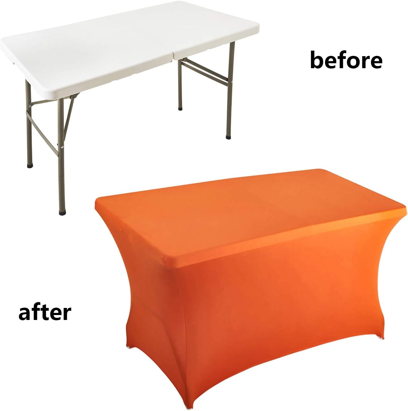 LZY Spandex Fitted Stretch Table Cover for 4ft or 6ft or 8ft Folding Table, Rectangular Cocktail Tablecloth, Perfect for Party or Banquet
