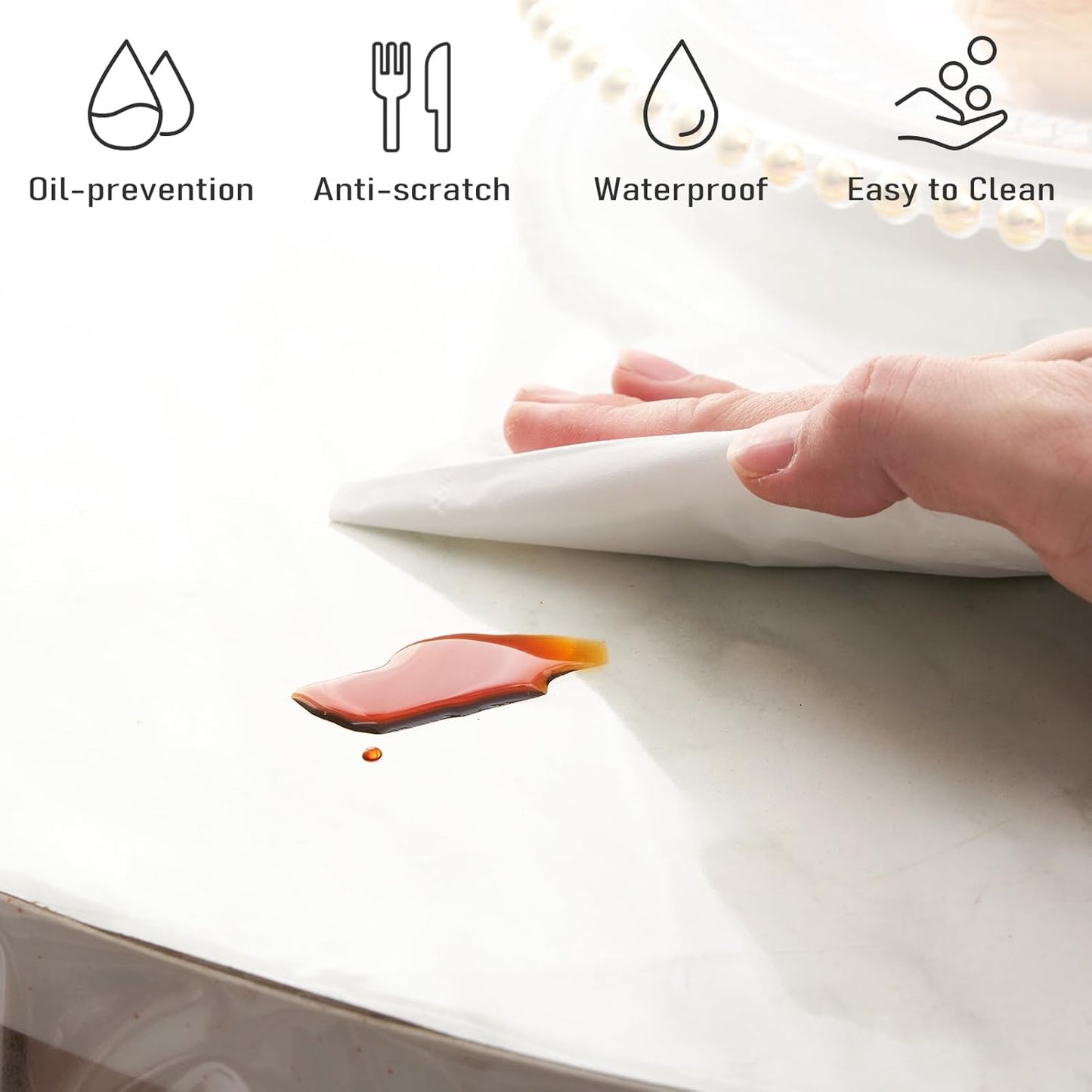 Clear Plastic Tablecloth Protector Round 70inch Diameter Waterproof Oilproof Stain Resistant Wipeable Table Cover for Dining Tables