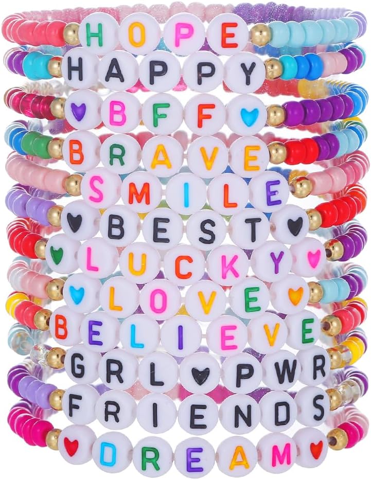 Friendship Bracelets Boho Stackable Bracelets for Women Surfer Heishi Clay Bead Bracelets Stretch Preppy Bracelets Colorful Boho Bracelets for Women