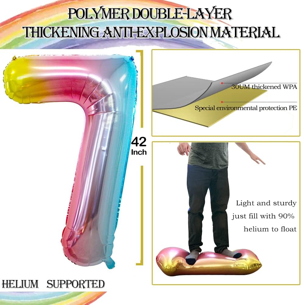 GOER Number 70 Balloons for 70th Birthday Party Decorations,42 Inch Jumbo Foil Helium Balloons for 70th Anniversary (Rainbow)